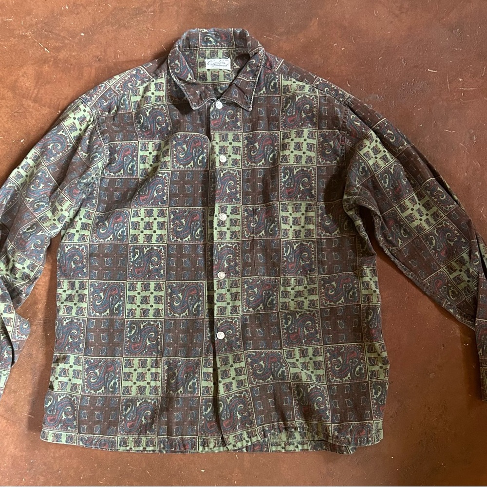 Vintage Paisley Long Sleeve Button Down Shirt